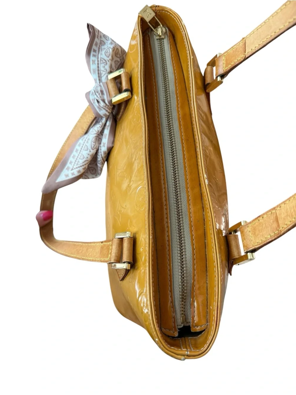 Louis Vuitton Vintage Yellow Vernis Houston Patent Leather Tote